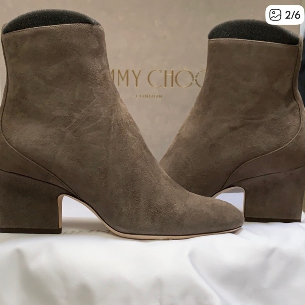 Jimmy Choo Taupe Mink Suede Boots